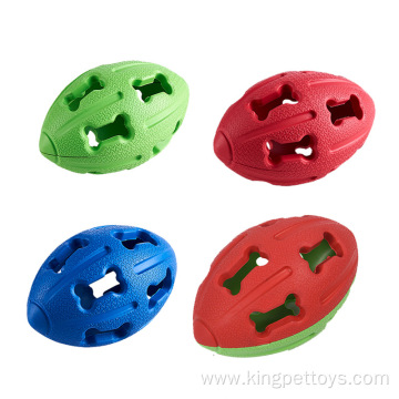 Hollow Rubber Interactive Dog Toy Ball Rugby